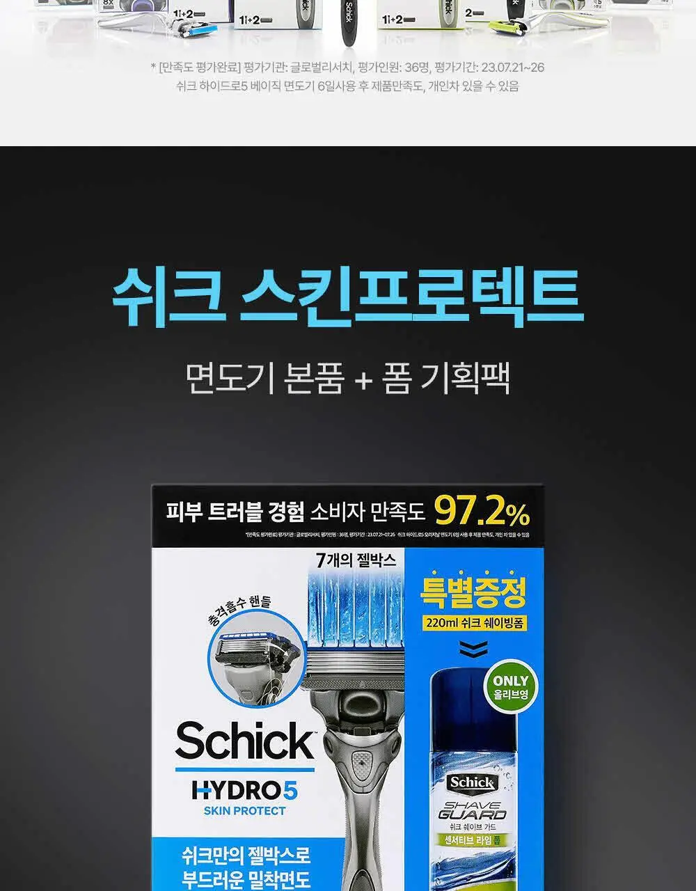 [NEW] 쉬크 하이드로5 스킨프로텍트 기획(핸들+2입날+쉐이빙폼) 상세페이지 2